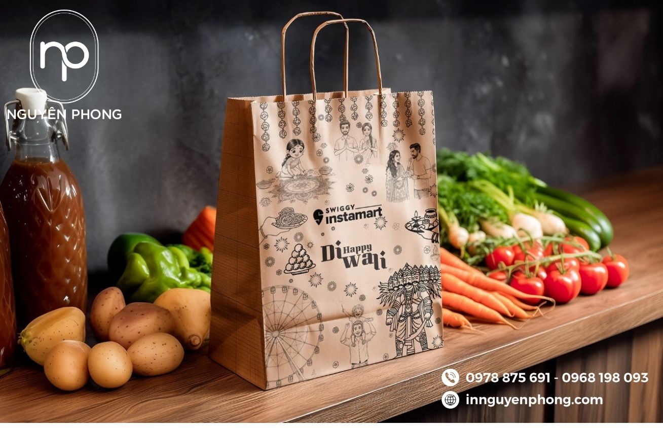 Mẫu túi giấy kraft đựng nấm 